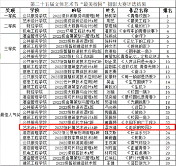 第二十五届文体艺术节“最美校园”摄影大赛最佳人气奖